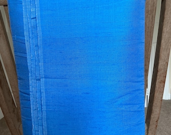 Handmade Uncut Thai Mulberry Silk, Vibrant Royal Blue, 4-ply, 1 metre (up to 4m)