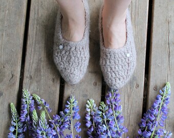 MANEBI - Leather Woven Ballet Flats Canyon Nude