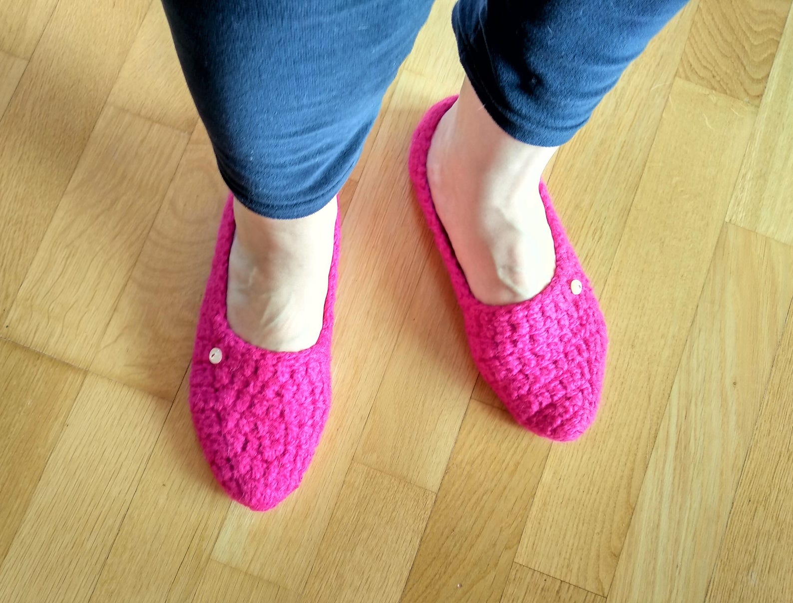 slippers crochet ballet flats knitted purple wool adult home shoes for woman pink with pearl button cozy home socks gift for her