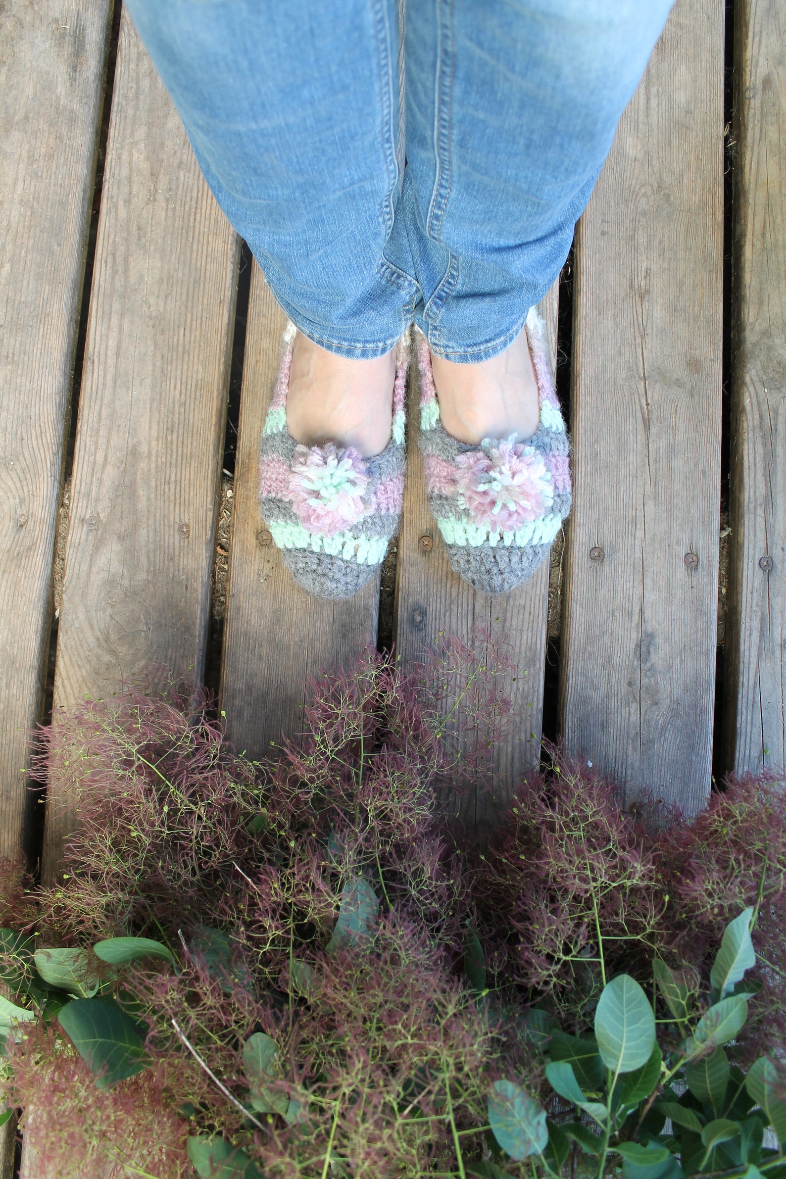 slippers crochet pompom woman home shoes gift for her soft wool ballet flats knitted pink gray green adult cozy home socks gift