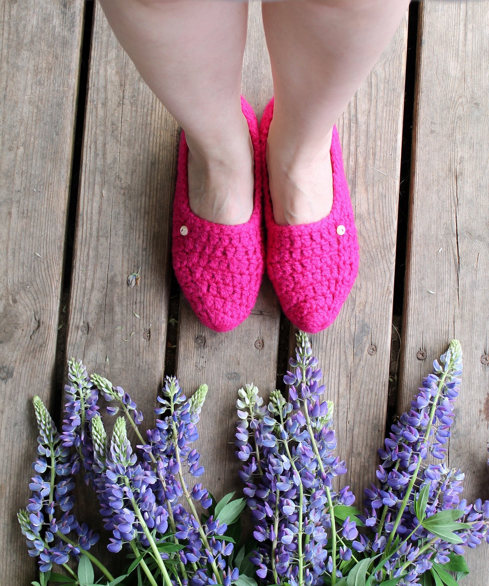 slippers crochet ballet flats knitted purple wool adult home shoes for woman pink with pearl button cozy home socks gift for her