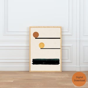 Geometric Collage Art Print Abstract Circles and Lines Minimalist Modern Wall Art Neutral Digital Download Printable Poster for Home Decor
