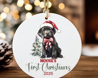 Personalized Labrador Puppy First Christmas Ornament: Custom Dog Keepsake