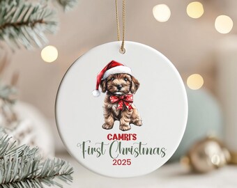 Personalized Cockapoo Puppy First Christmas Ornament