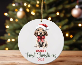 Personalized Cocker Spaniel Puppy First Christmas Ornament: Custom Dog Keepsake
