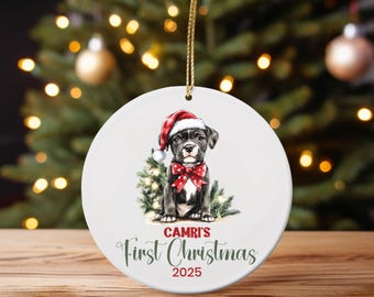 Personalized Boxer Puppy First Christmas Ornament: Custom Dog Keepsake