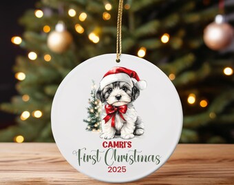 Personalized Bichon Frise Puppy First Christmas Ornament: Custom Dog Keepsake