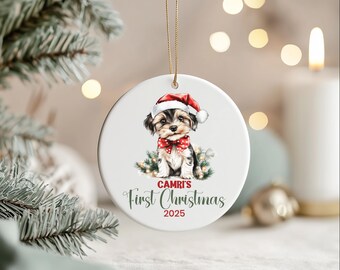 Personalized Yorkie Puppy First Christmas Ornament: Custom Dog Keepsake