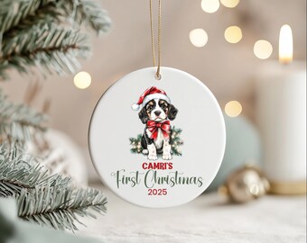 Personalized Cavalier King Charles Puppy's First Christmas Ornament
