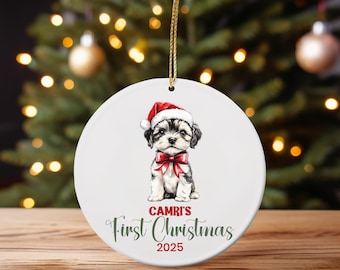 Personalized Maltese Puppy First Christmas Ornament - Custom Dog Keepsake