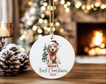 Personalized Goldendoodle Puppy First Christmas Ornament: Dog Lover Keepsake