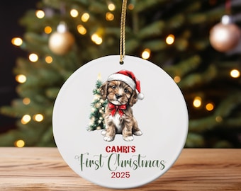 Personalized Cavapoo Puppy’s First Christmas Ornament, Custom Dog Lover Gift, New Puppy Keepsake, First Christmas Gift, Cavapoo Lover Gift