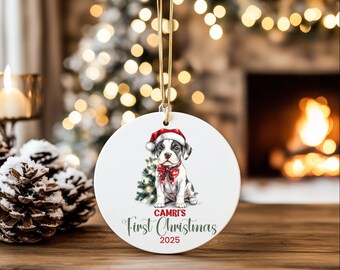 Personalized Bulldog Puppy First Christmas Ornament: Custom Dog Keepsake