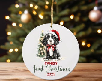 Personalized Springer Spaniel Puppy First Christmas Ornament: Custom Dog Keepsake