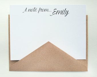 Papelería personalizada - E M I L Y -- Conjunto de papelería contemporánea de notas y sobres personalizados -- ELIGE TU CANTIDAD