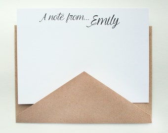 Personalized Stationery -- E M I L Y -- Contemporary Stationery Set of Custom Notes & Envelopes -- CHOOSE YOUR QUANTITY