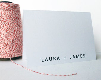 Papelería personalizada / Boda Gracias - La tarjeta de la pareja - Moderno Su & Hers - Tarjeta doblada / Conjunto de sobres - ELEGIR SU CANTIDAD