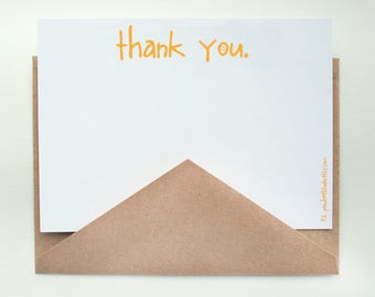 Sunshine Stationery -- A Sunny Thank You -- Set of Flat Notes and Envelopes- CHOOSE your QUANTITY