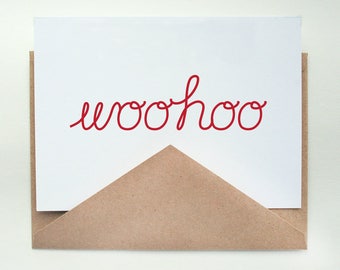 WOO HOO -- Congrats! -- Card and Envelope Set -- Celebration/Graduation