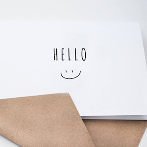 Hola - Sonrisa - Conjunto de notas / sobres en blanco & Kraft - ELEGIR SU CANTIDAD