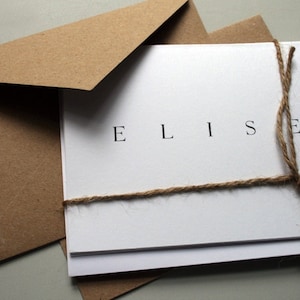 Cancelleria personalizzata -- E L I S E -- Set di cancelleria contemporaneo di note e buste personalizzate -- SCEGLI IL TUO QUANTITY