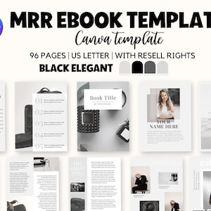 Elegant Black  Ebook Template Theme, PLR EBook Canva Template, Lead Magnet, Resell Rights, PLR templates, Course Creator Work book