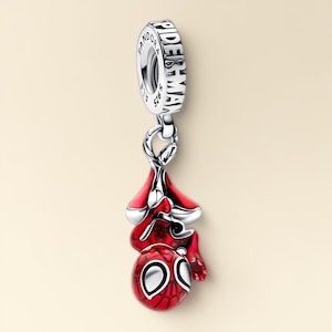 Hängender Spider-Man-Charm, Sterlingsilber-Schmuckstück, Anhänger für Armbänder oder Halsketten, passt auf Pandora-Armband, Geschenk