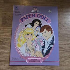 1988 Barbie Paper Doll Book – Golden Book Wedding Theme – Precut Dolls & Outfits – Vintage Barbiecore Gift