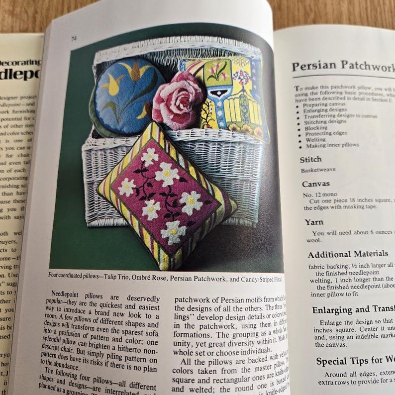 Vintage Needlepoint Book – Decorating With Needlepoint – Better Homes & Gardens Craft Book – 1970s Needlework image 4