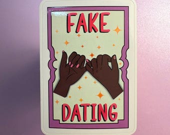 Fake Dating Romance Trope Sticker | Bookish Vinyl Sticker | Funny Romance Reader Gift | Rom-Com Aesthetic Laptop Decal