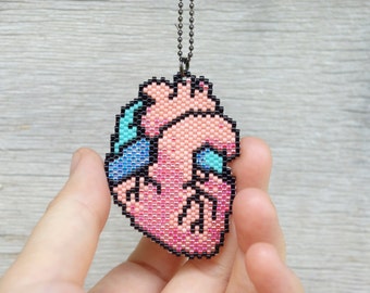 SALE 30% Candy color Anatomical Heart/Pixel art/Cardiac Jewelry/Human Heart /Pastel/Minimalist jewelry/Momento mori/Doctor/Neon/Mint/Pink