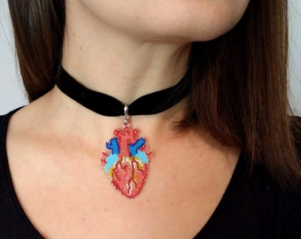 RESERVED FOR  curieljuan. Anatomical heart chocker and veins necklace