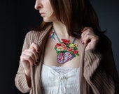KOSTENLOSE Versand/anatomischen Herz Necklace.Floral.Blooming Herz. Blumenkette. Aussage Perlenstickerei Necklace.Science Liebhaber, valentinsgrußgeschenk