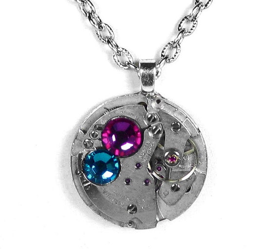 Steampunk Jewelry Necklace Vintage Watch Steam Punk Pink | Etsy