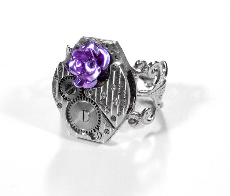 Steampunk Jewelry Ring Vintage PINSTRIPE Watch Movement