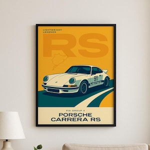 Stampa Porsche 911 Carrera RS classica / Stampa auto retrò / Poster Porsche 911 d&#39;epoca /