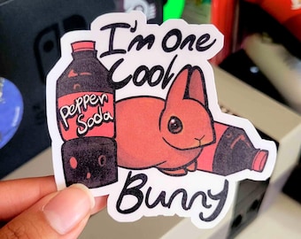 Kawaii Bunny Soda Sticker: Bunny with Pepper Soda Art, Journaling Decal