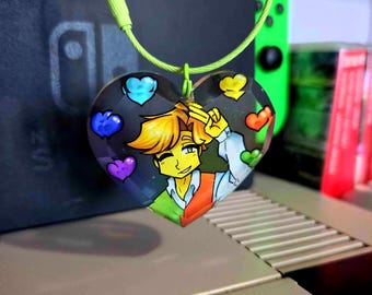 Deltarune Flowery Diamond Cut Heart Keychain