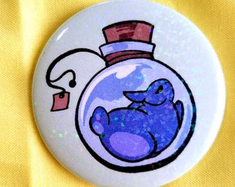 Whimsical Purple Potion Bunny 2.25" Button Pin
