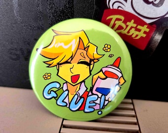 Deltarune Flowery Glue Button Pin 2.25 inch