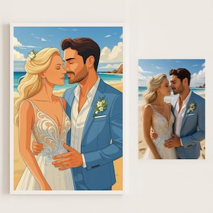 Custom Wedding Illustration: Romantic Couple Portrait from Photo (Digital Download
