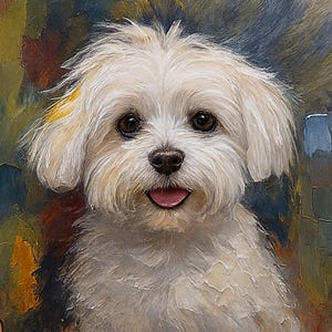 Custom Pet Portrait from Photo-Oil Painting Impasto Style | Handmade Dog or Cat Memorial Gift | Personalized Animal Art | Maltese Dog