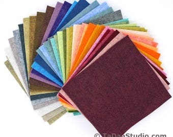 Heathered Wool Felt Palette - 12 x 12 in. Squares --39 Sheets