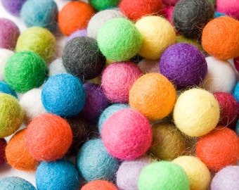 2cm Wool Felt Balls up to 40 pcs - Your Choice of Colors