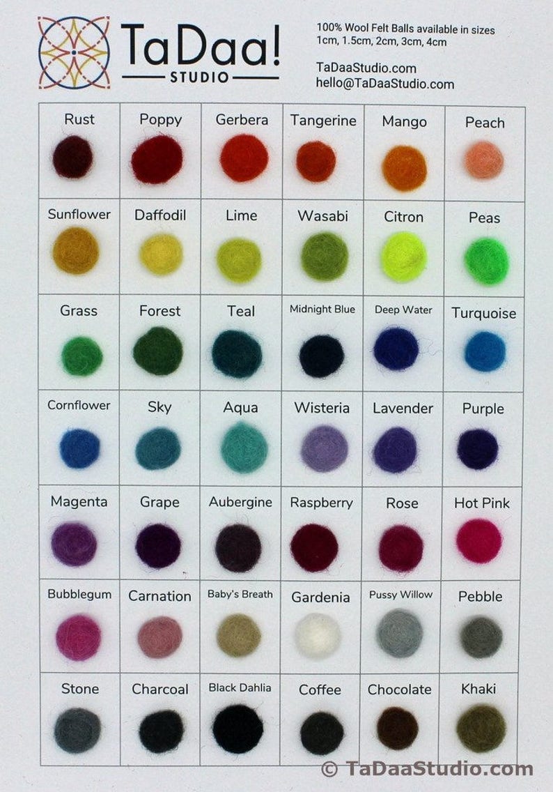 2cm Wool Felt Balls up to 40 pcs Your Choice of Colors image 4