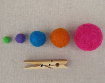 1 cm Wool Felt Balls - Your Choice of Colors and Quantity 10 pcs  up to 250