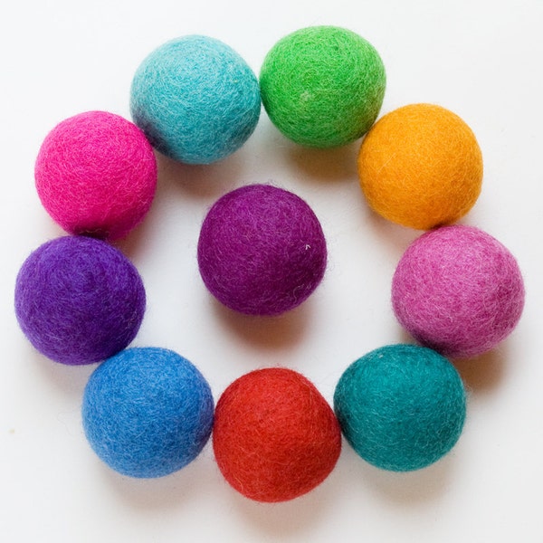 Wool Felt Balls 4cm - Your Choice of Colors- Any MIx