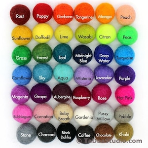 1.5cm Wool Felt Balls  up to 250- Your Choice of Colors and Quantity