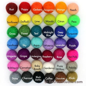 50 2cm Wool Felt Balls - Your Choice of Colors