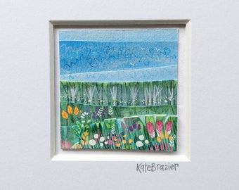 MINIATURE COLLAGE - Wild Meadow - Collage Miniature - Mounted